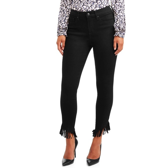 fringe bottom black jeans